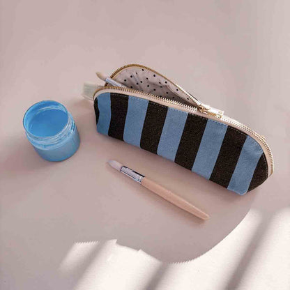 GASTON ETUI OLIV/ BLAU GESTREIFT