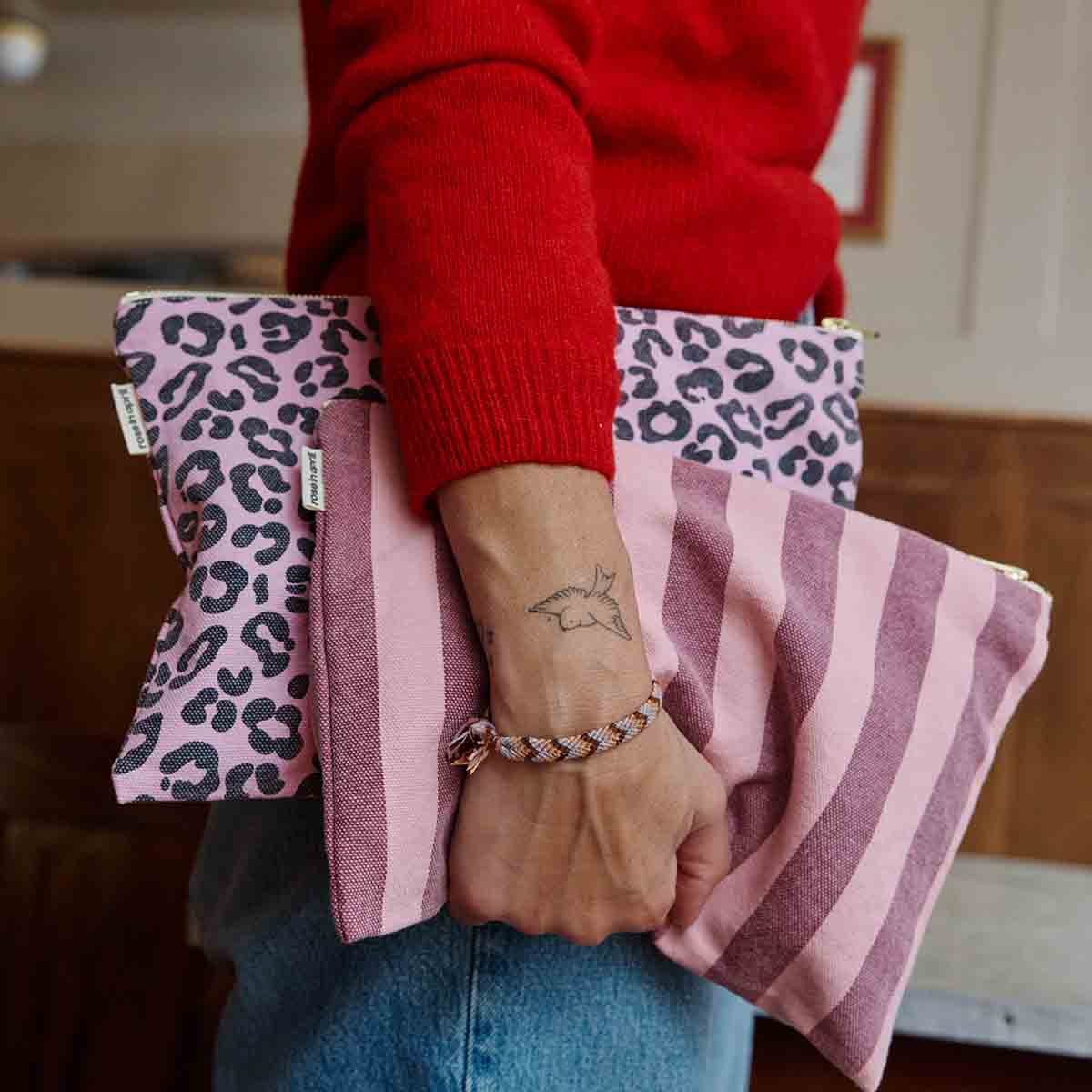 LILI Kosmetiktasche im Leopardenmuster, Bubble Pink