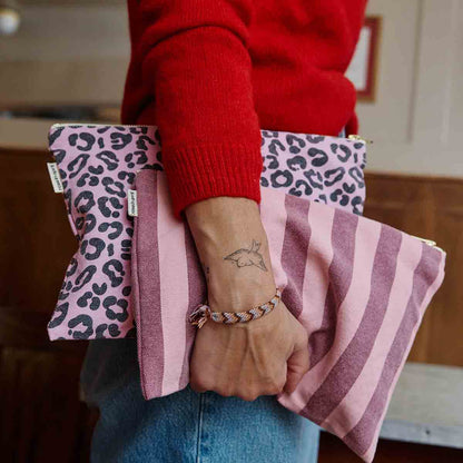 LILI Kosmetiktasche im Leopardenmuster, Bubble Pink