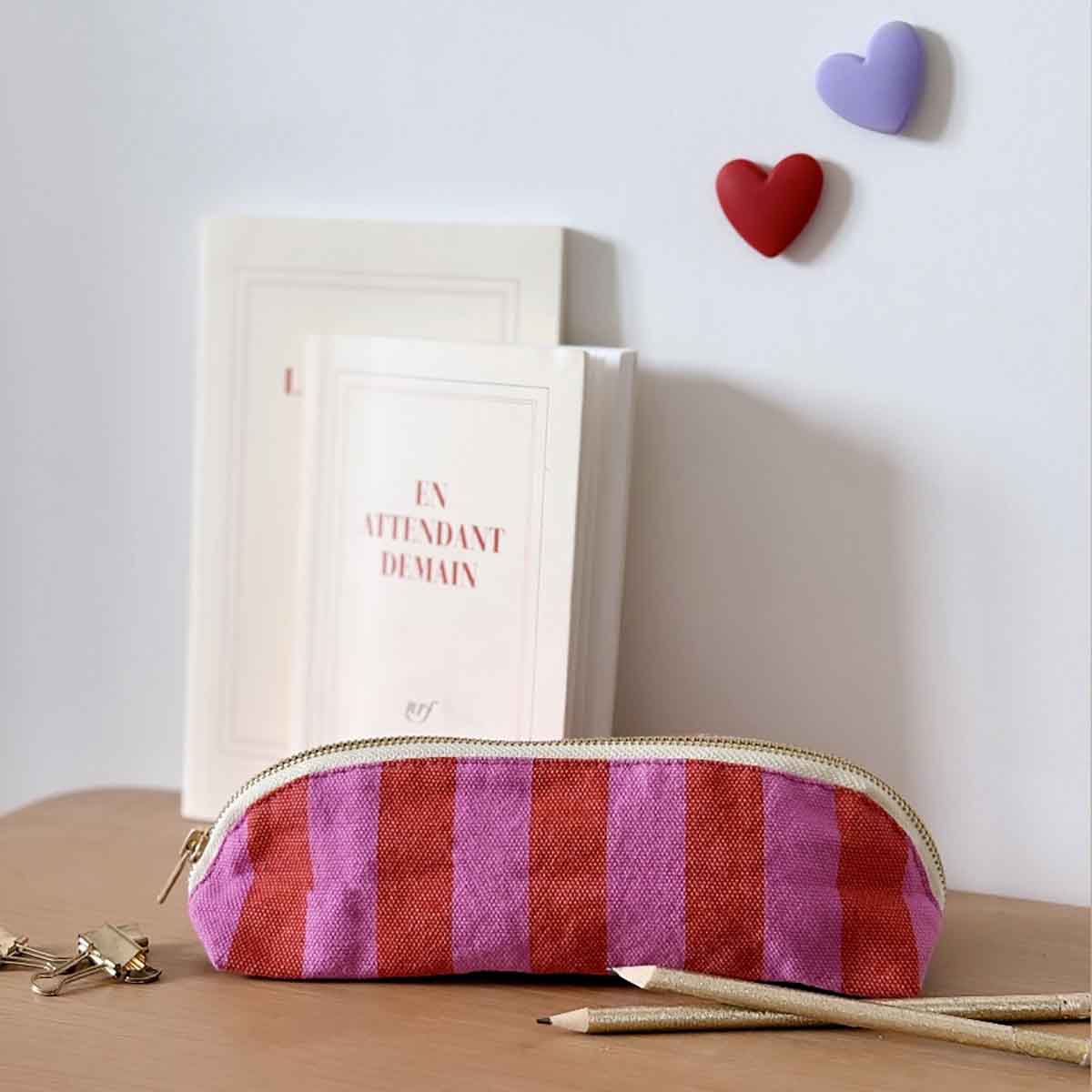 GASTON ETUI STREIFEN ORCHIDEE / TOMATE